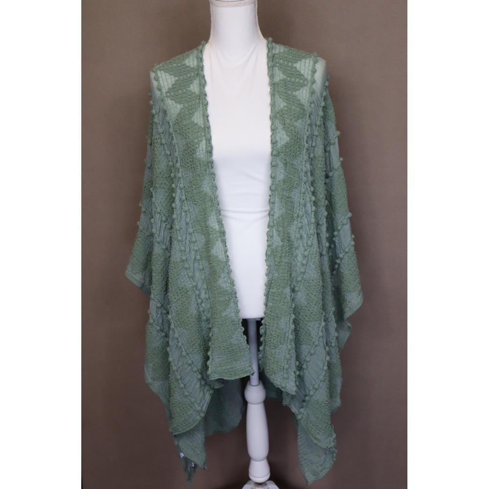 Women's Green Textured Kimono